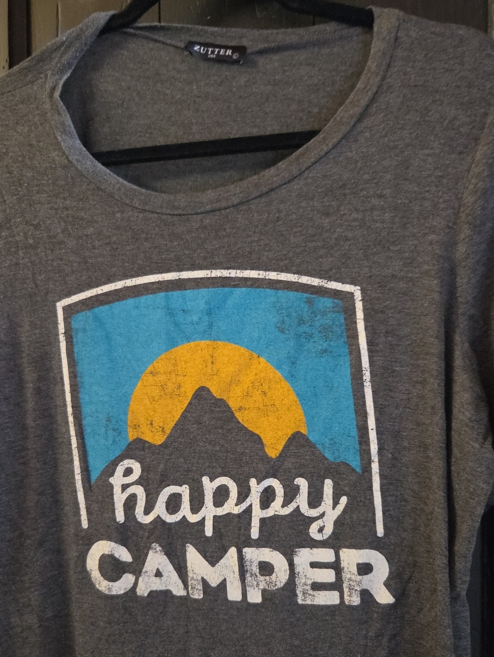 T Shirt Grey. Happy Camper